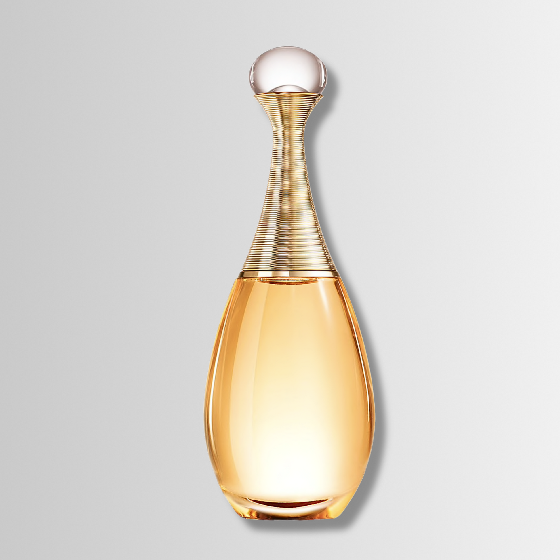 Dior J’adore – golden teardrop-shaped bottle with ringed gold neck – Le Petit Parfums