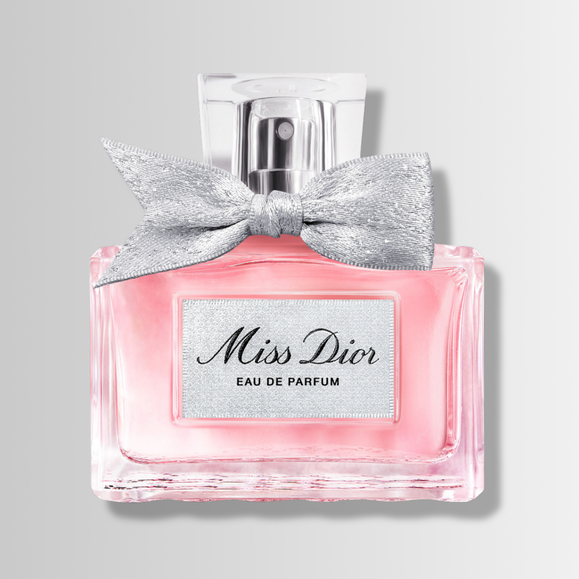 Miss Dior EDP – pink square bottle with silver bow at the neck – Le Petit Parfums