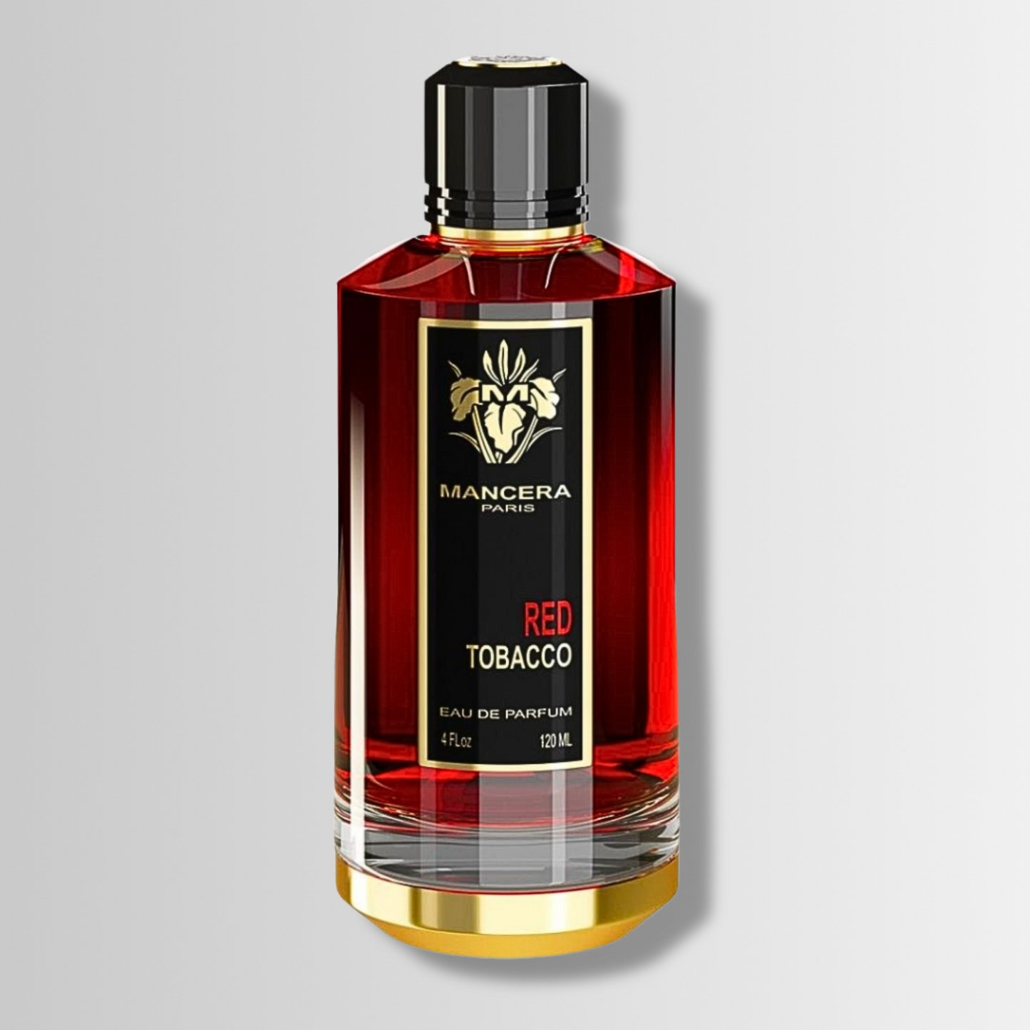 Mancera Red Tobacco – deep red bottle with gold trim and bold cap – Le Petit Parfums