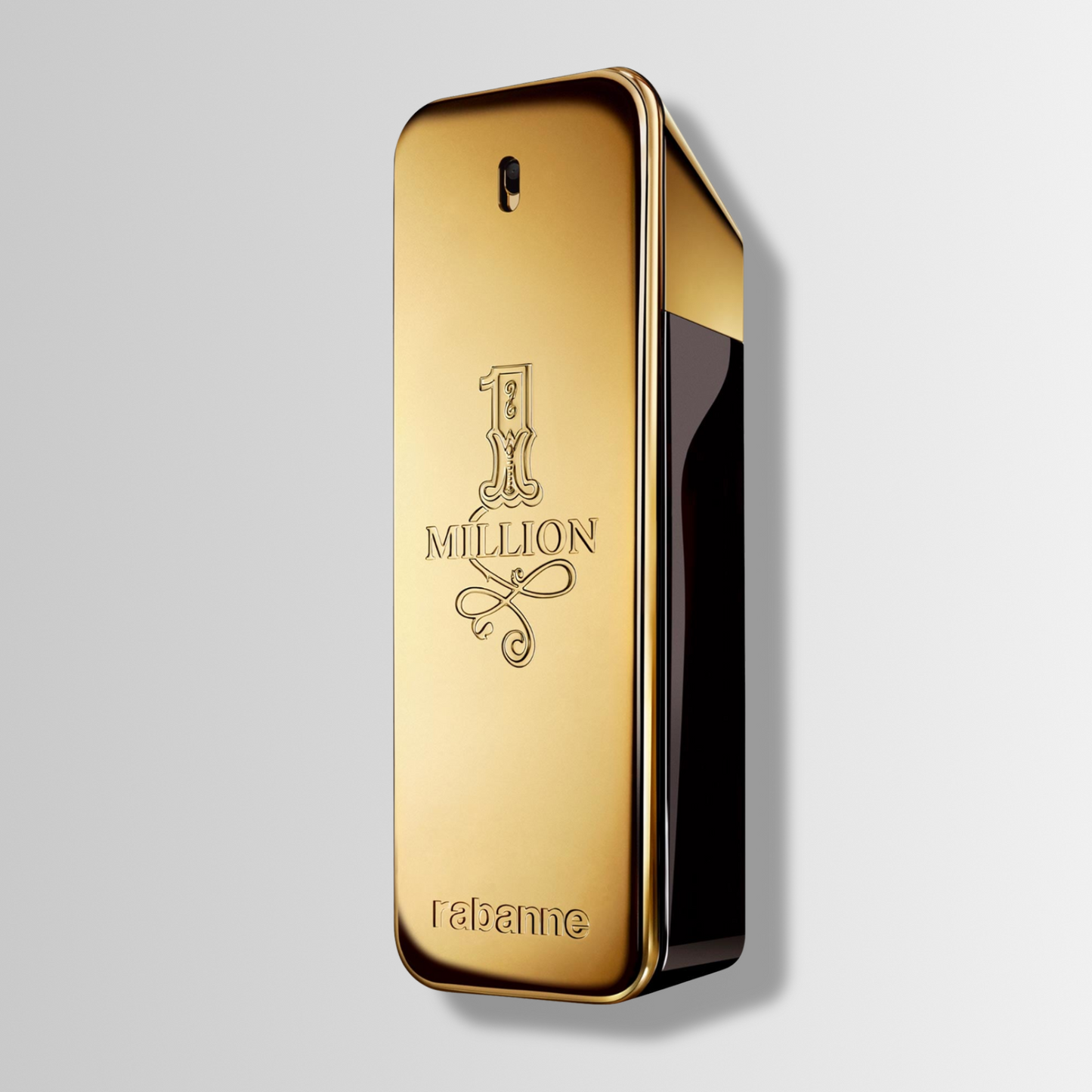 1 Million by Paco Rabanne – gold brick-shaped bottle with engraved logo – Le Petit Parfums